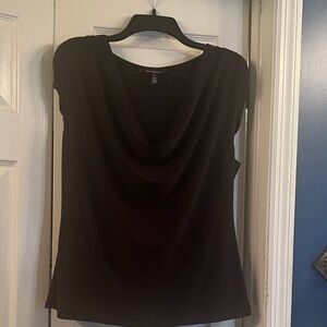 NWT White House Black Market Black Cowl neck matte jersey Top.